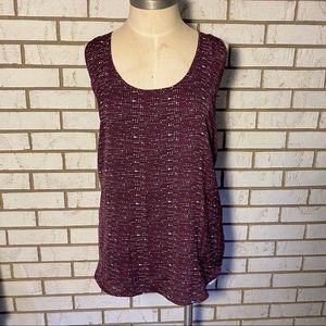 French Connection - Purple pattern razor back blouse. Sz XL